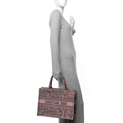 Christian Dior Canvas Embroidered Medium Dioriviera Toile De Jouy Book Tote Pink Grey 2 of 10