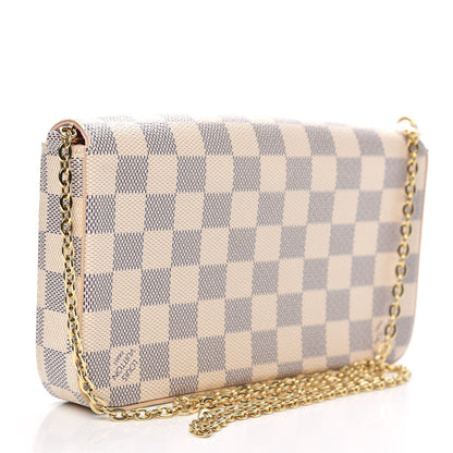 Louis Vuitton Damier Azur Pochette Felicie Chain Wallet Rose Ballerine 3 of 9