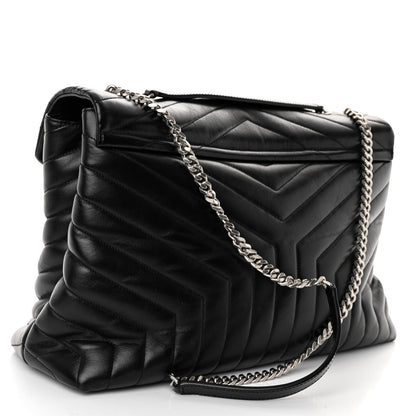 Saint Laurent Calfskin Y Quilted Monogram Large Loulou Chain Satchel Black 3 of 9
