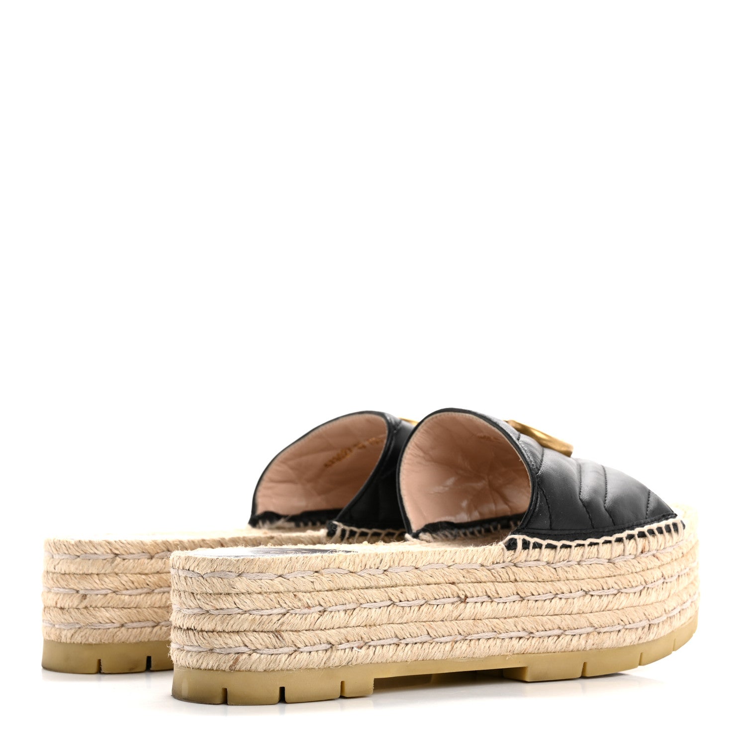 Gucci Nappa Matelasse GG Marmont Platform Espadrille Slide Sandals 39 Black 5 of 9
