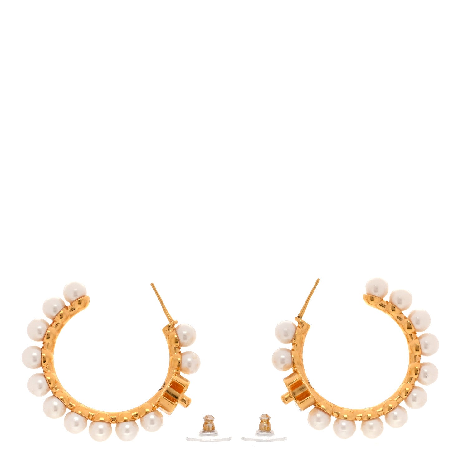 Chanel Pearl CC More Is More Small Hoop Earrings Gold 4 of 5