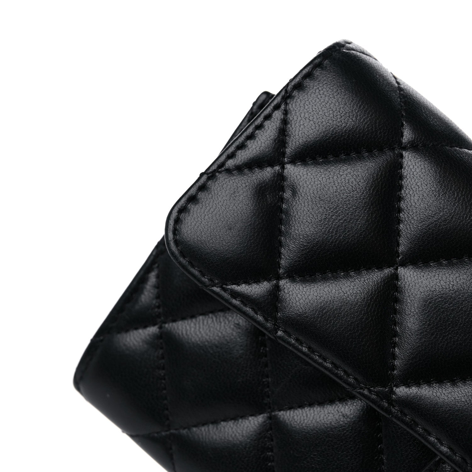 Chanel Lambskin Quilted Large Gusset Flap Wallet Black 12 of 12