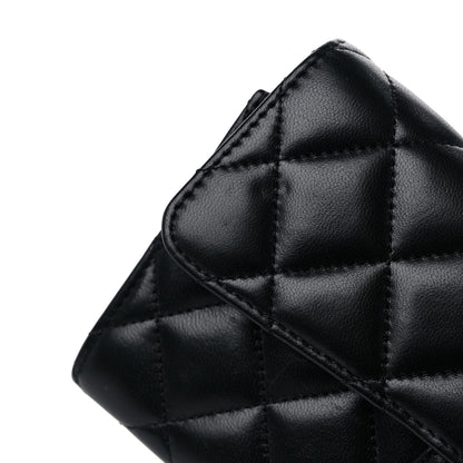 Chanel Lambskin Quilted Large Gusset Flap Wallet Black 12 of 12