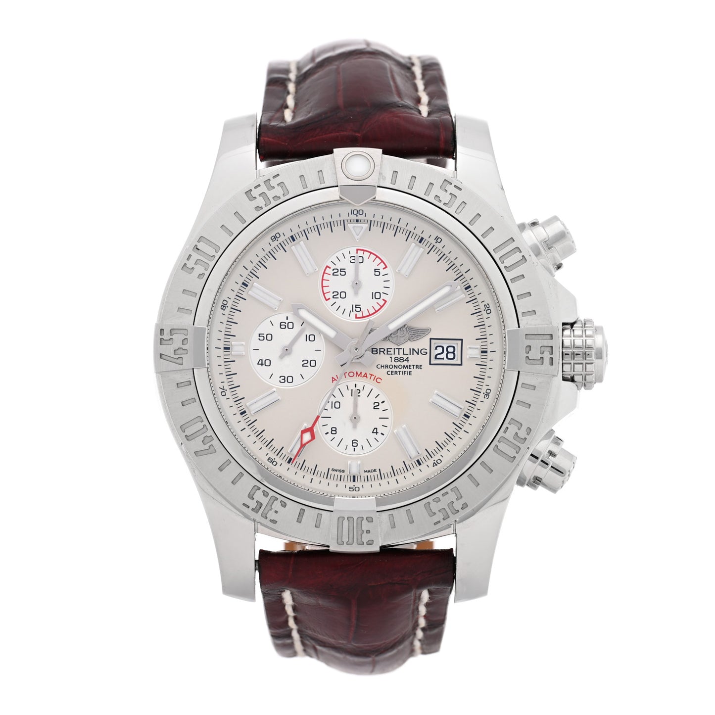 Stainless Steel Alligator 48mm Super Avenger II Automatic Watch Volcano Silver A13371