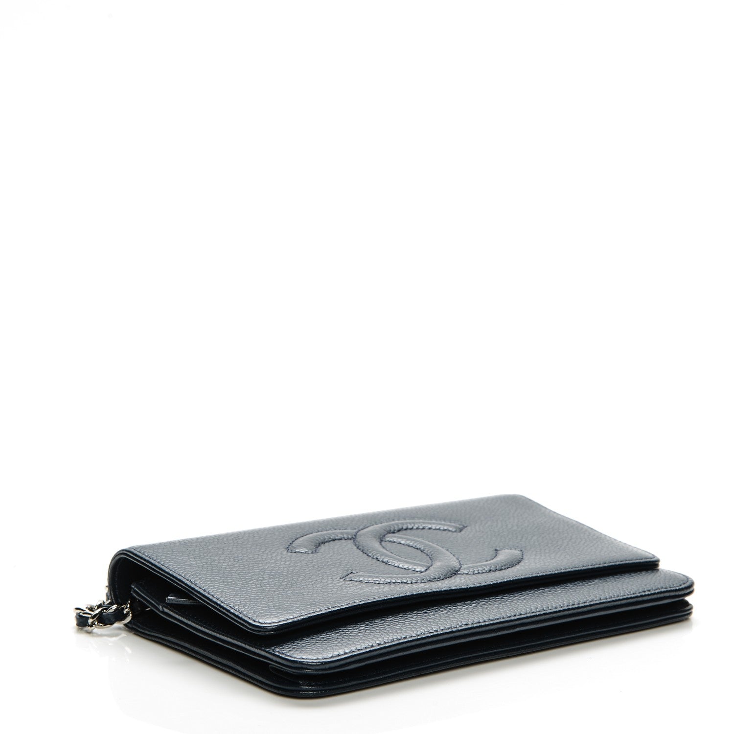 Chanel Caviar Timeless CC Wallet On Chain WOC Navy Blue 4 of 8