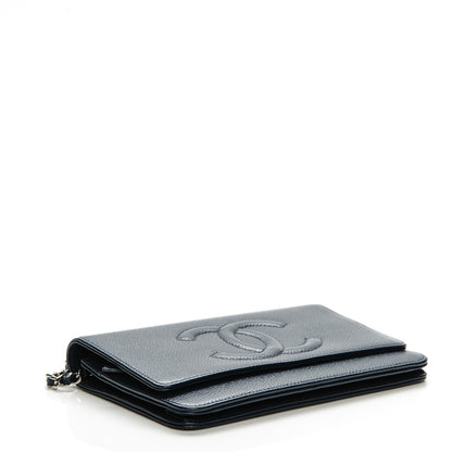 Chanel Caviar Timeless CC Wallet On Chain WOC Navy Blue 4 of 8