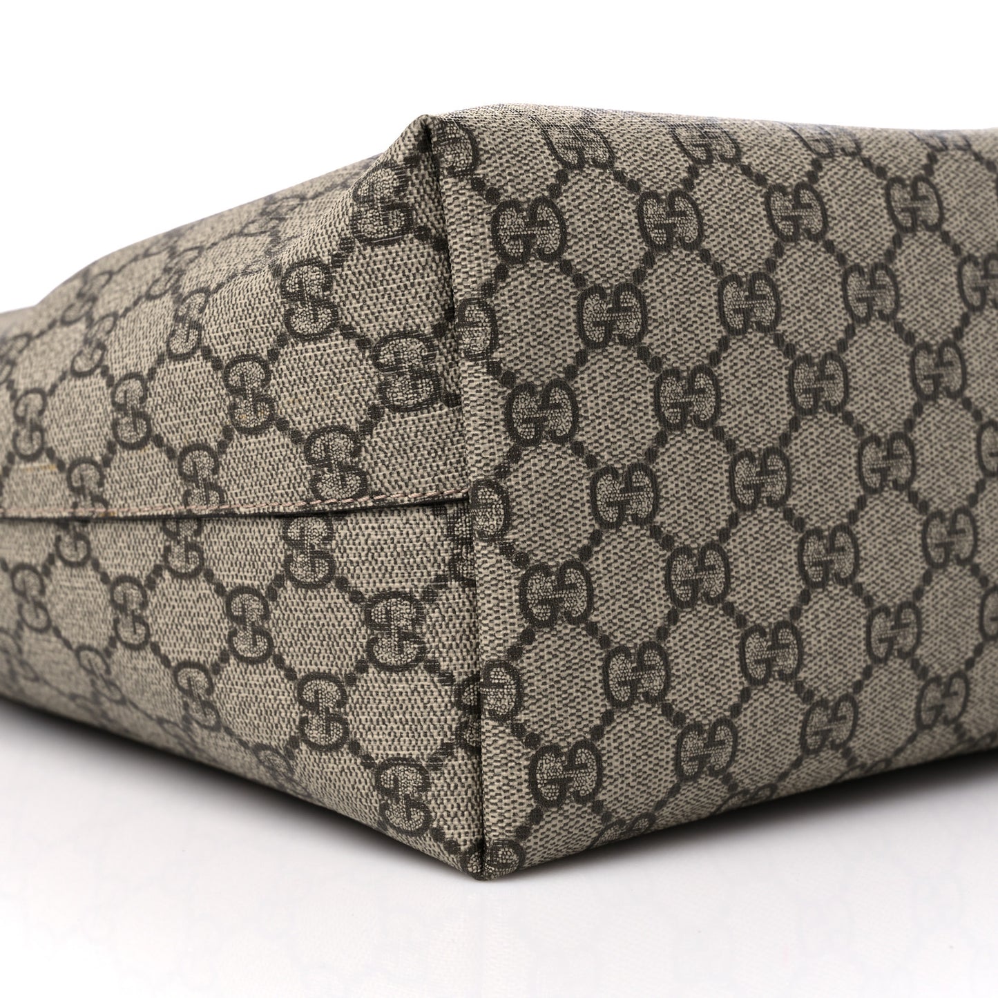 GG Supreme Monogram Textured Calfskin Web Medium Ophidia Shopping Tote Beige Ebony New Acero