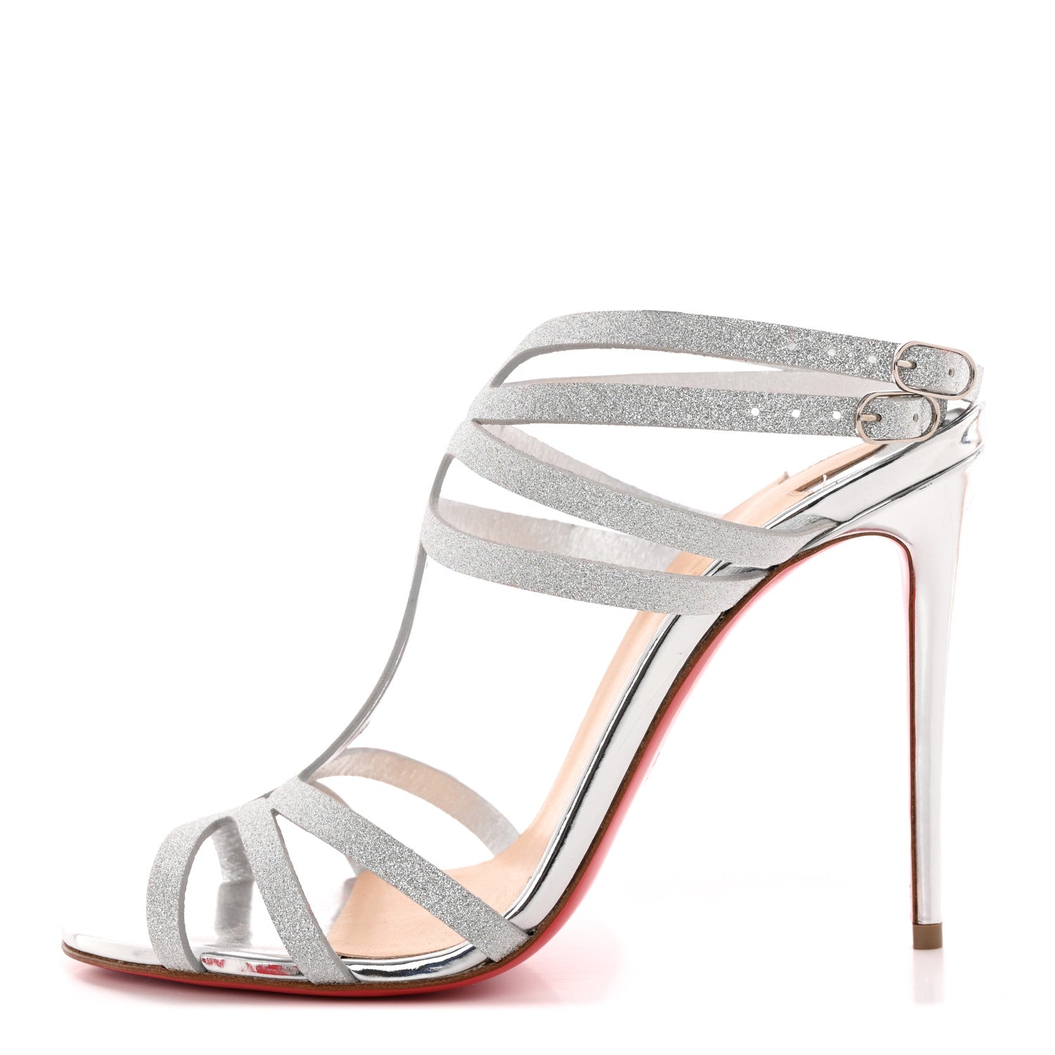 Christian Louboutin Glitter Renee 100 Sandals 38 Silver 1 of 13