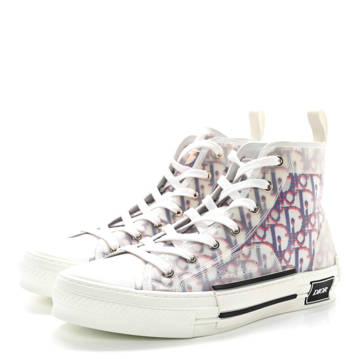 Christian Dior Technical Canvas Oblique Pixel Mens B23 High Top Sneakers 42 Blue Red 3 of 10
