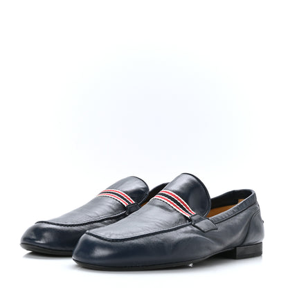 Gucci Calfskin Mens Web Driver Loafers 7.5 Navy 3 of 8