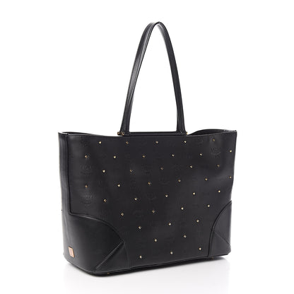 MCM Coated Canvas Studded Shopper Tote Black 3 of 14