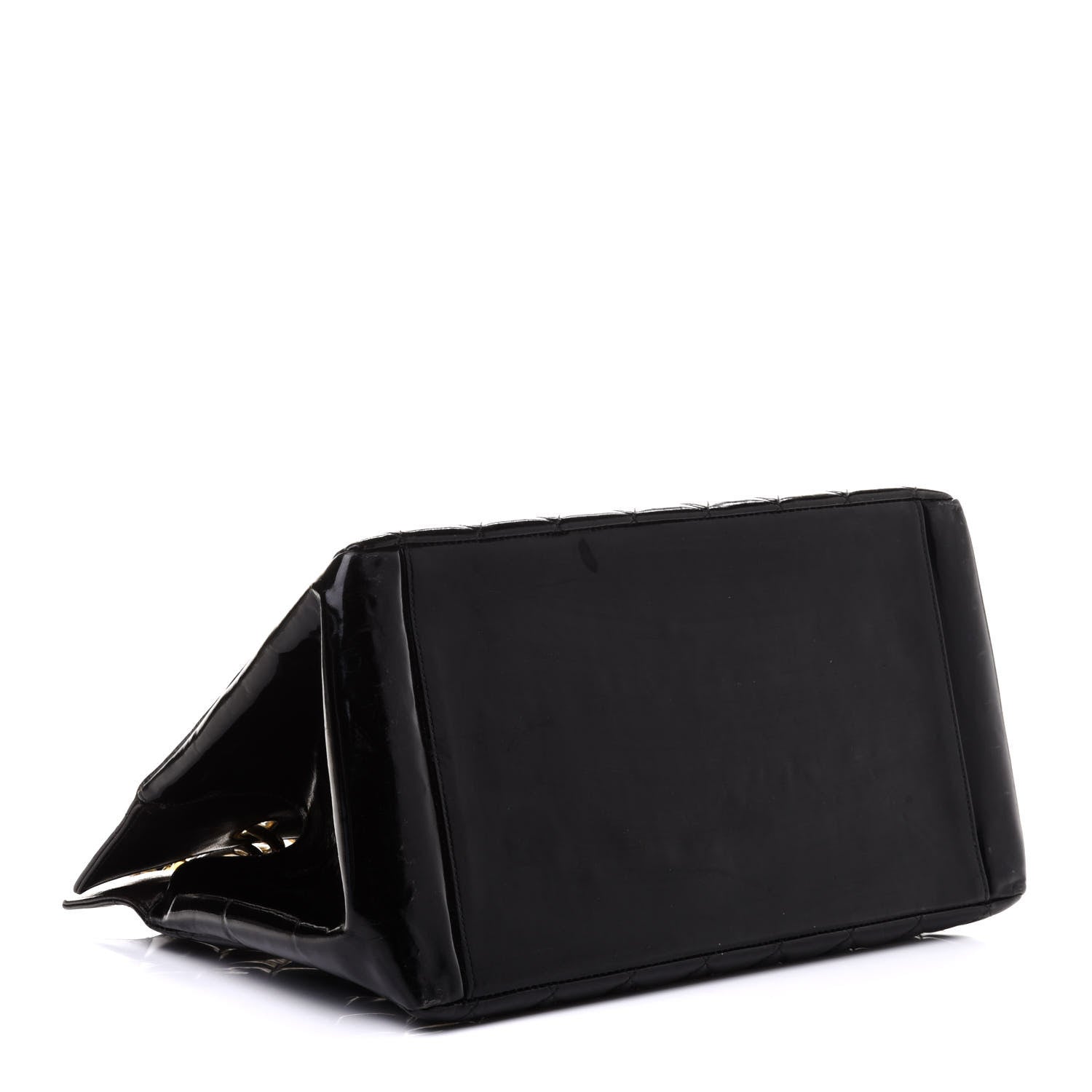 Chanel Patent Quilted Grand Shopping Tote GST Black 3 of 10