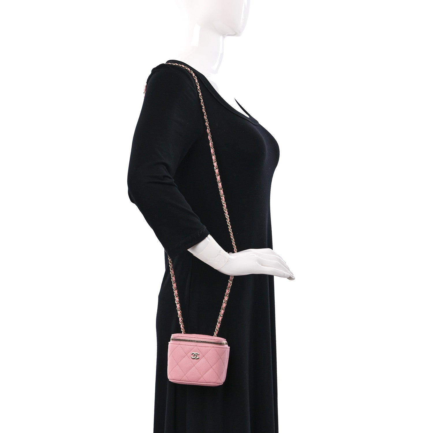 Chanel Caviar Quilted Mini Vanity Case With Chain Light Pink 2 of 9