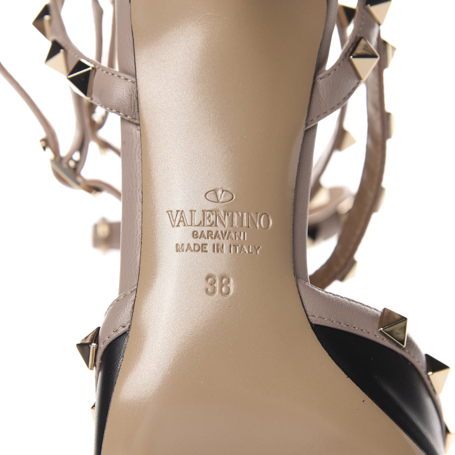 Valentino Garavani Calfskin Nappa Rockstud Ankle Strap 65mm Pumps 38 Black Poudre 6 of 9