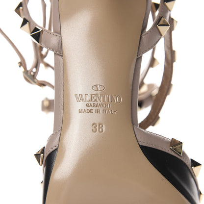 Valentino Garavani Calfskin Nappa Rockstud Ankle Strap 65mm Pumps 38 Black Poudre 6 of 9