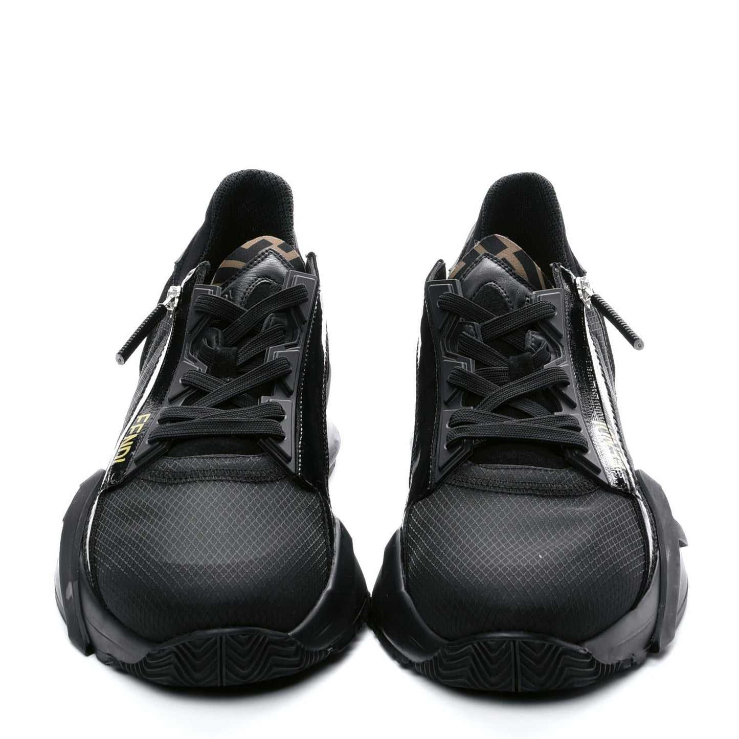 Nylon Suede Mens Fendi Flow Low Top Sneakers 8 Black