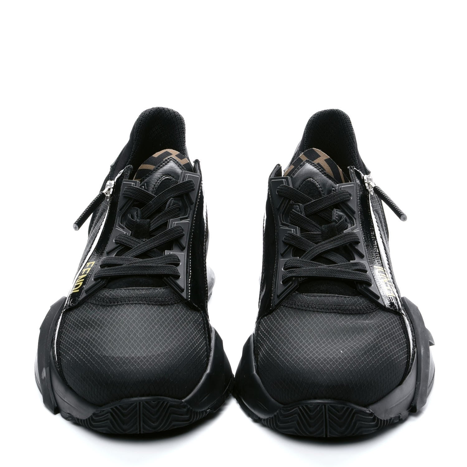 Fendi Nylon Suede Mens Fendi Flow Low Top Sneakers 8 Black 2 of 10
