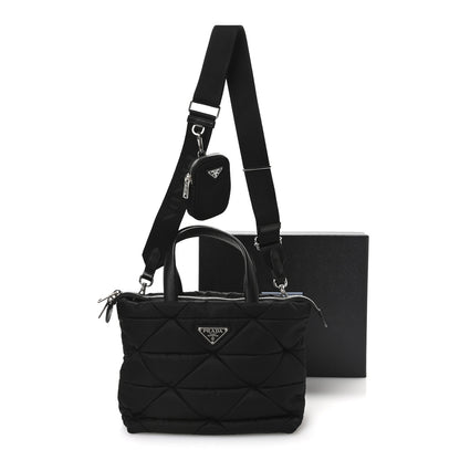 Prada Re-Nylon Nappa Triangle Quilted Padded Double Handled Zip Pocket Tote Black 13 of 13