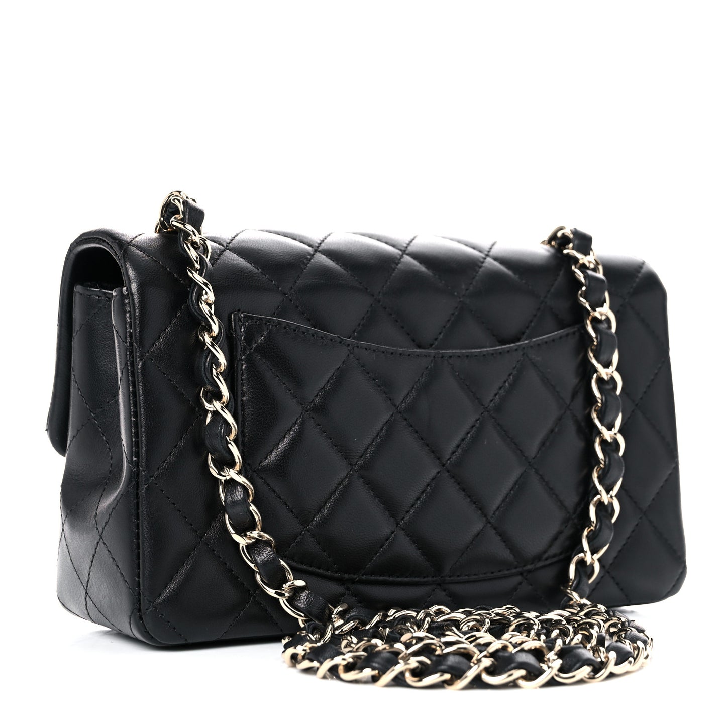 Lambskin Quilted Mini Rectangular Flap Black