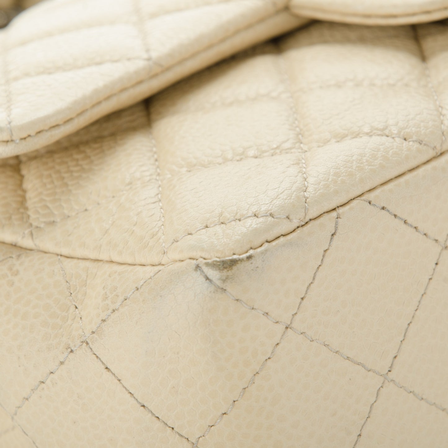 Caviar Quilted Mini Rectangular Flap Beige Clair