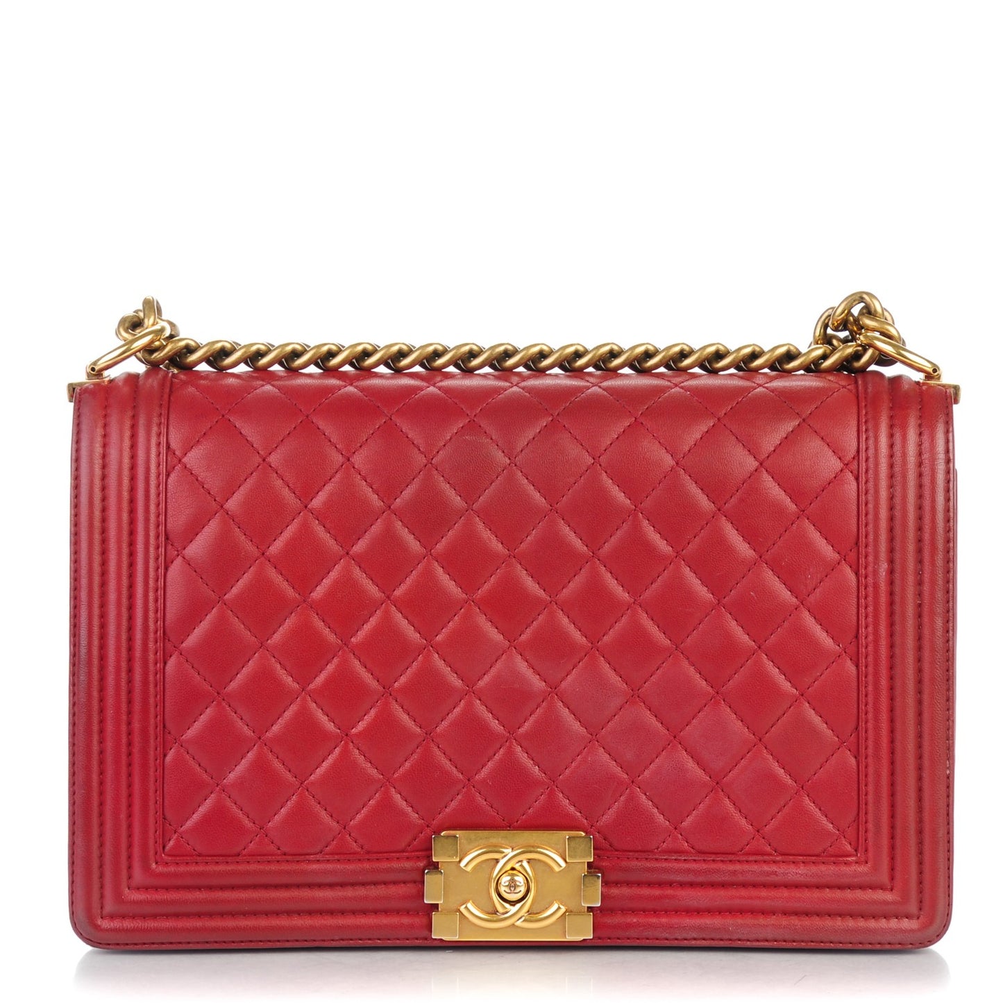 Lambskin Quilted New Medium Boy Flap Dark Red