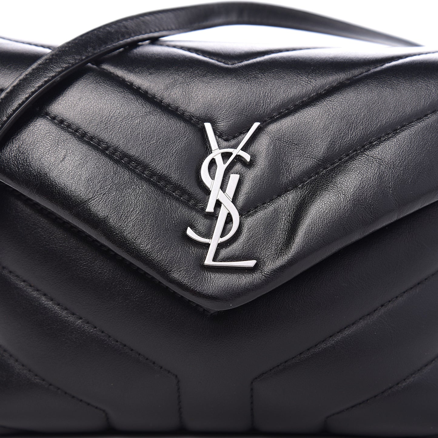 Calfskin Y Quilted Monogram Toy Loulou Crossbody Bag Black