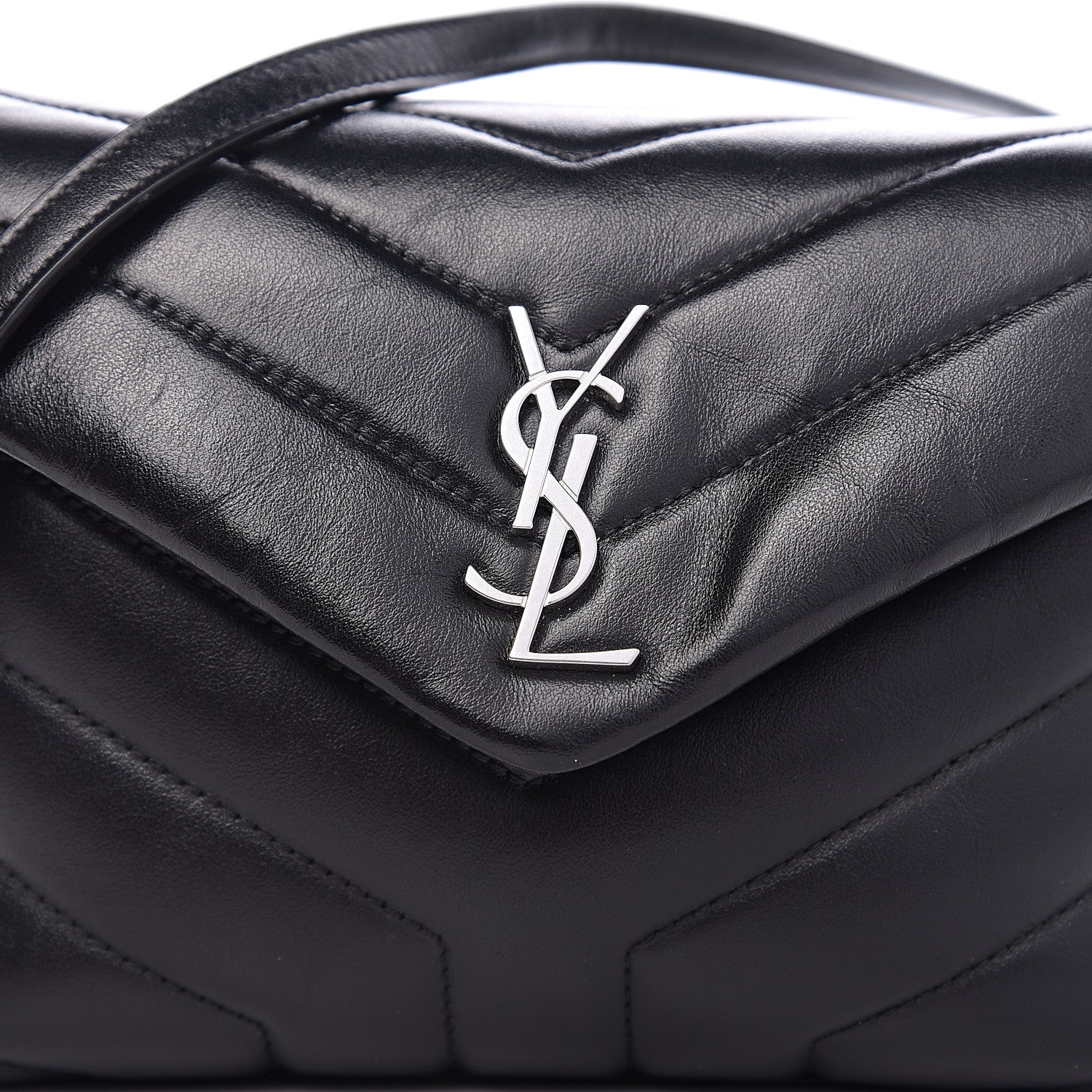 Saint Laurent Calfskin Y Quilted Monogram Toy Loulou Crossbody Bag Black 9 of 9