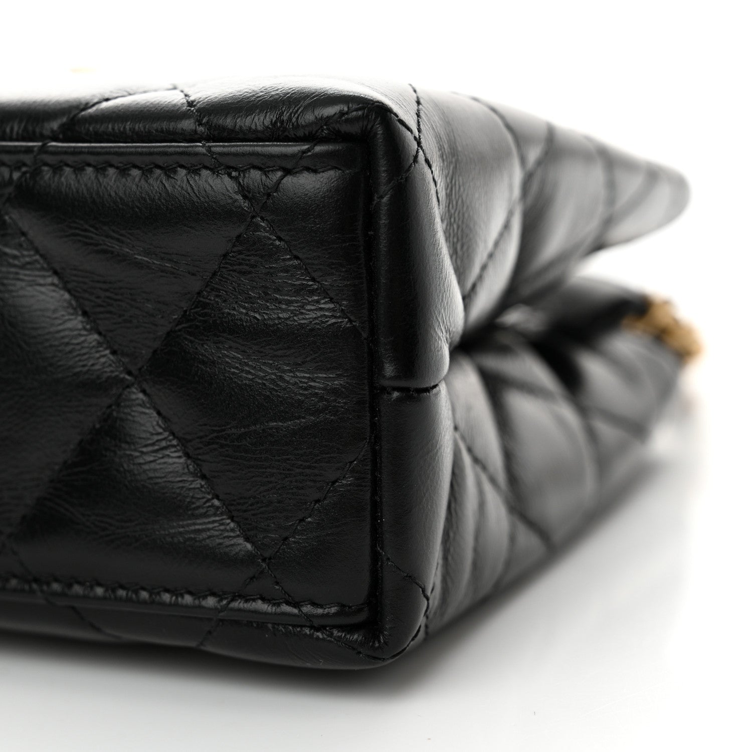 Chanel Shiny Aged Calfskin Quilted Nano Kelly Shopper Black 9 of 10