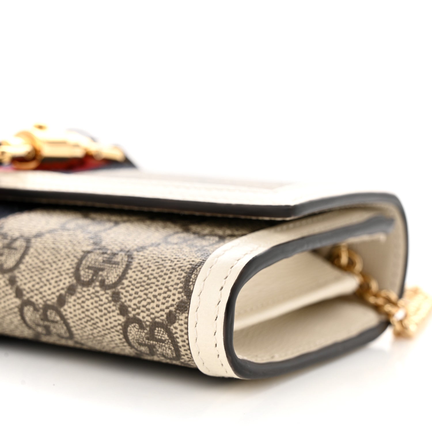 Gucci GG Supreme Monogram Textured Calfskin Web Jackie 1961 Chain Wallet Beige Ebony Mystic White 11 of 12