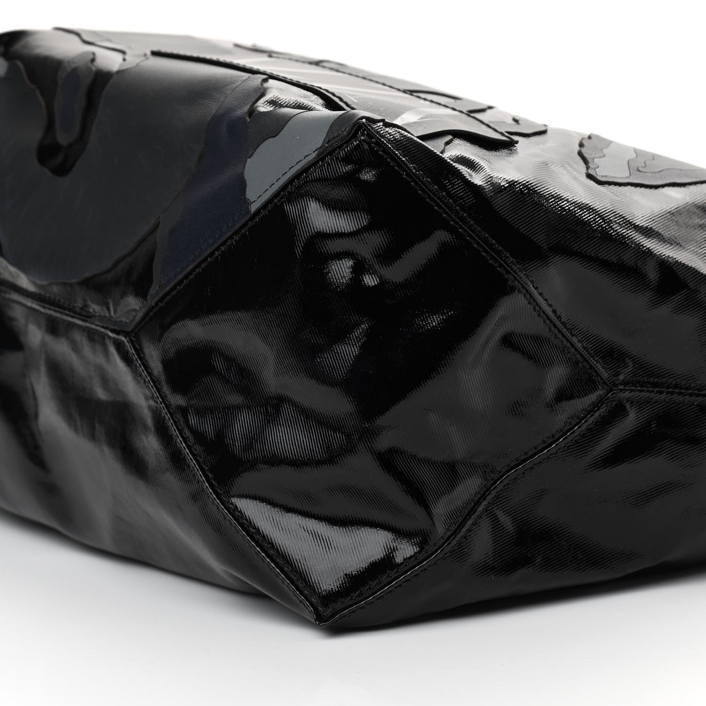 Coated Canvas Camo Embossed Dragon Vertical Tote Black