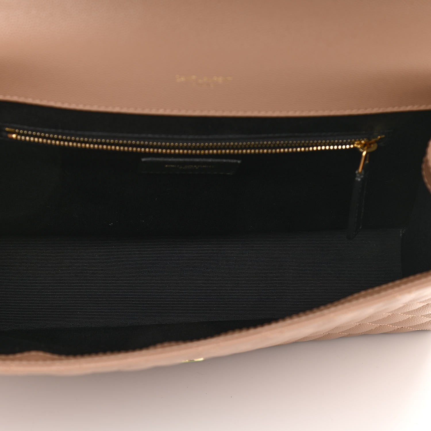 Saint Laurent Grain De Poudre Mixed Matelasse Large Triquilt Monogram Satchel Dark Beige 7 of 11