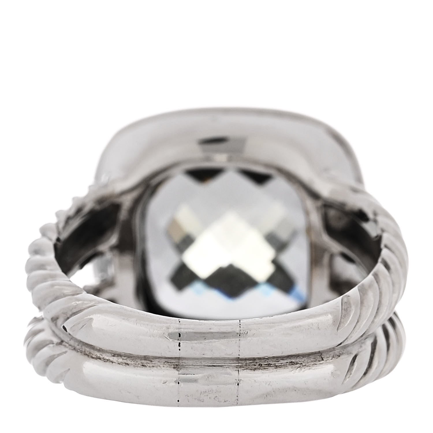 David Yurman Sterling Silver Diamond Prasiolite 11mm Albion Ring 54 6.75 4 of 5