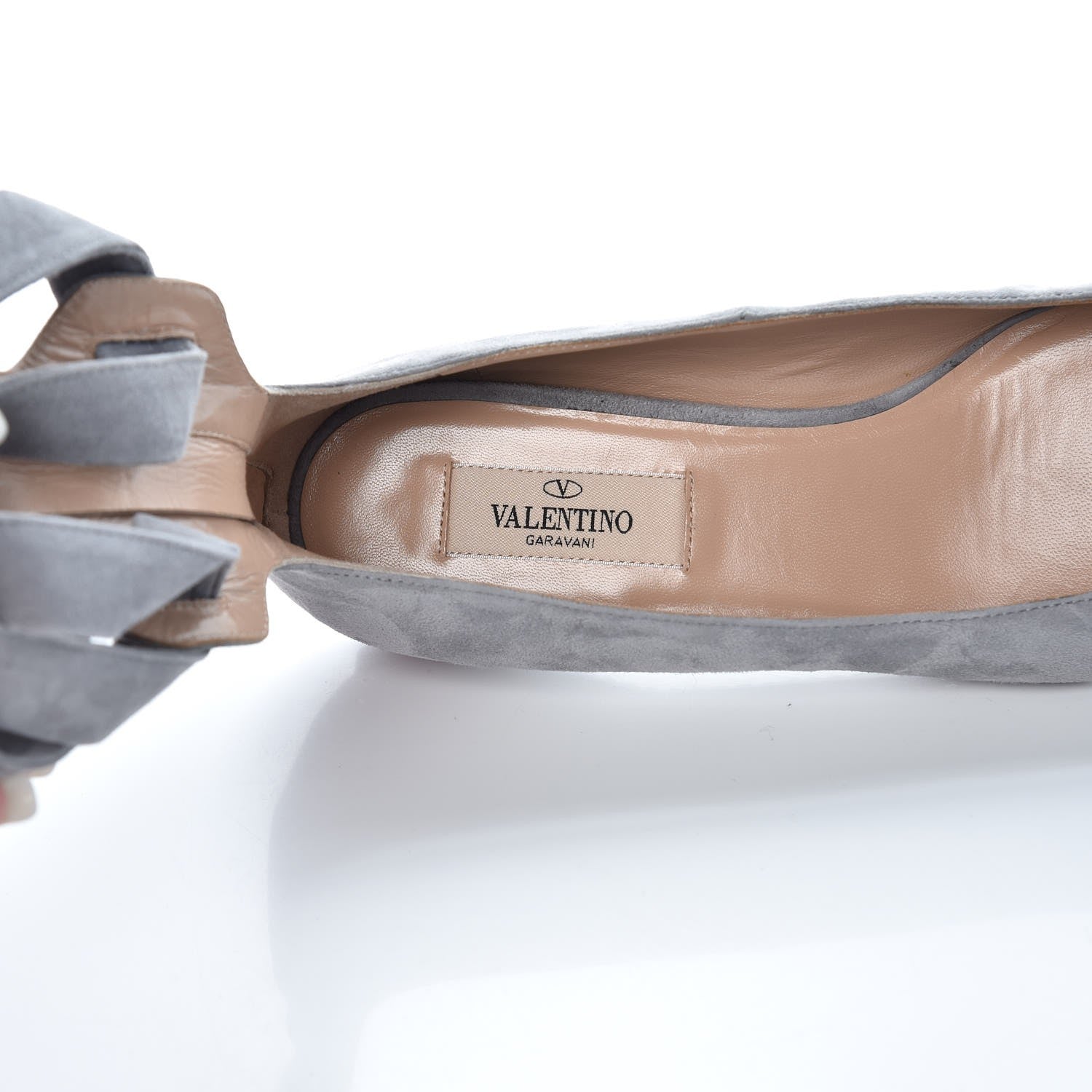 Valentino Garavani Suede Lace Up Plum Ballet Flats 36.5 Grey 7 of 10