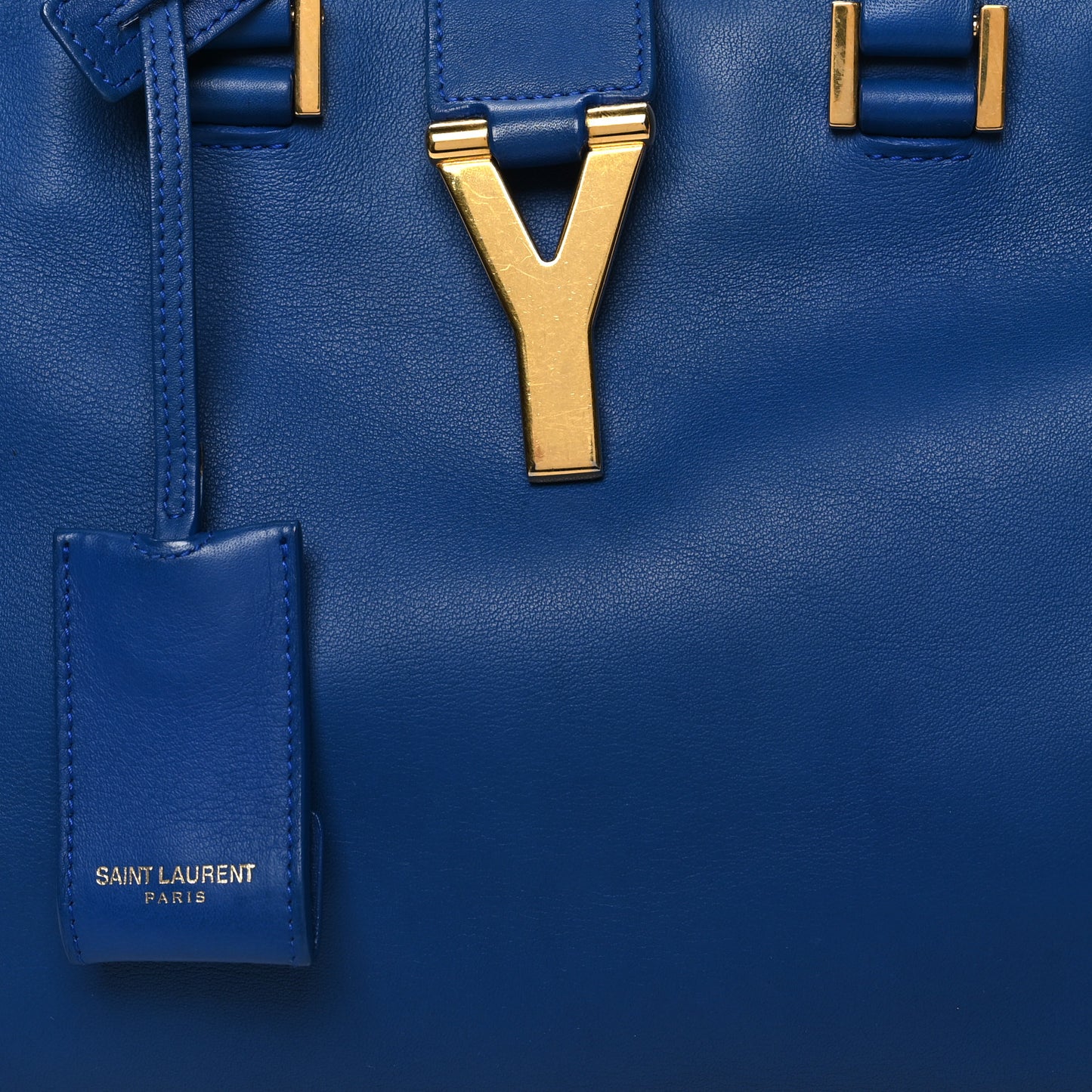 SAINT LAURENT Calfskin Small Classic Y Cabas Royal Blue