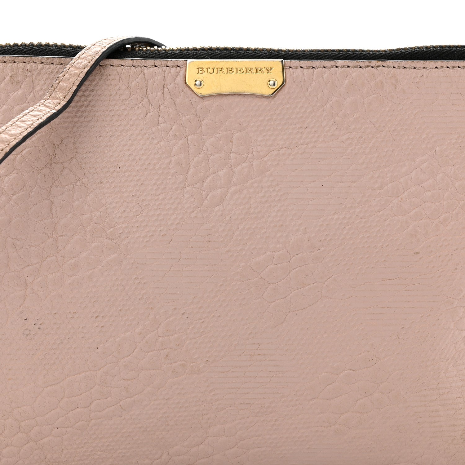 Burberry Signature Grain Calfskin Check Embossed Peyton Crossbody Clutch Bag Pale Orchid 9 of 17