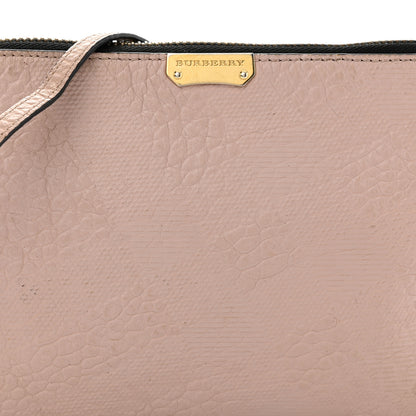 Burberry Signature Grain Calfskin Check Embossed Peyton Crossbody Clutch Bag Pale Orchid 9 of 17