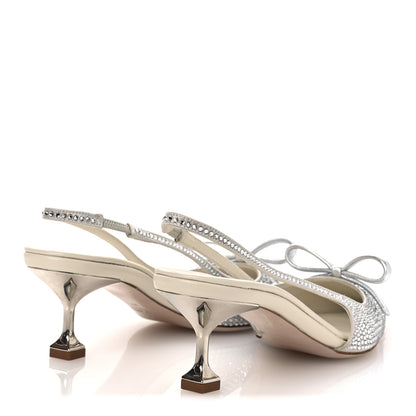 Miu Miu Satin Crystal Slingback Pumps 37 Perla 5 of 10