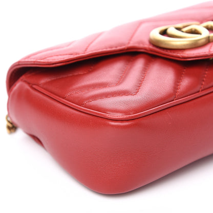Gucci Calfskin Matelasse Super Mini GG Marmont Shoulder Bag Hibiscus Red 5 of 10