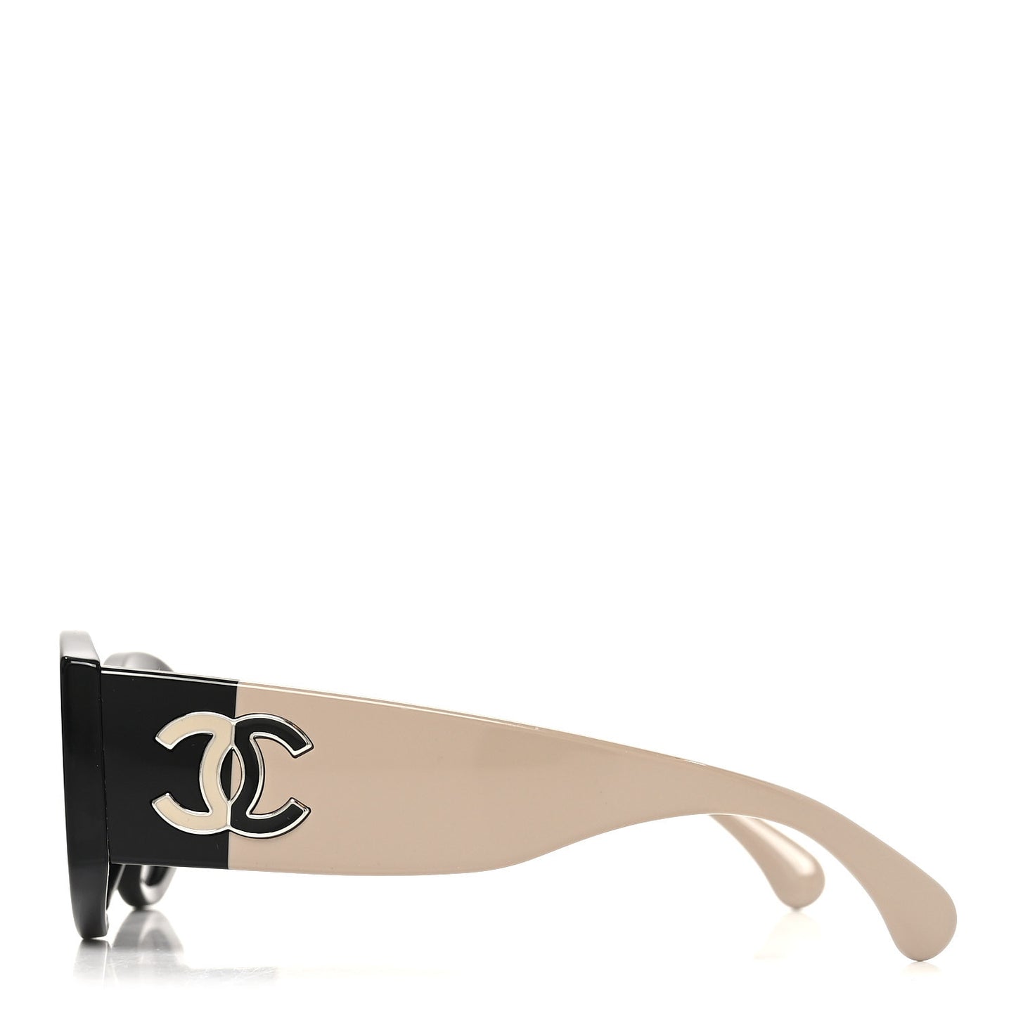 Acetate Oval Sunglasses 5524-A Black Beige
