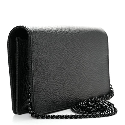 Gucci Dollar Calfskin Enamel Monochrome Mini GG Marmont Chain Wallet Black 4 of 10