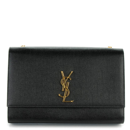 Saint Laurent Grain De Poudre Large Classic Monogram Kate Satchel Black 1 of 6