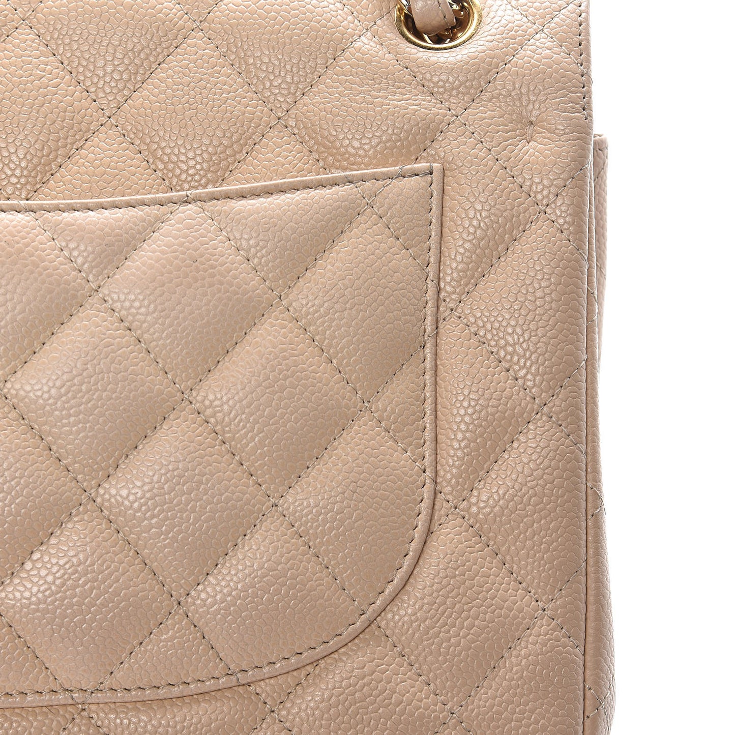 Caviar Quilted Jumbo Double Flap Beige Clair