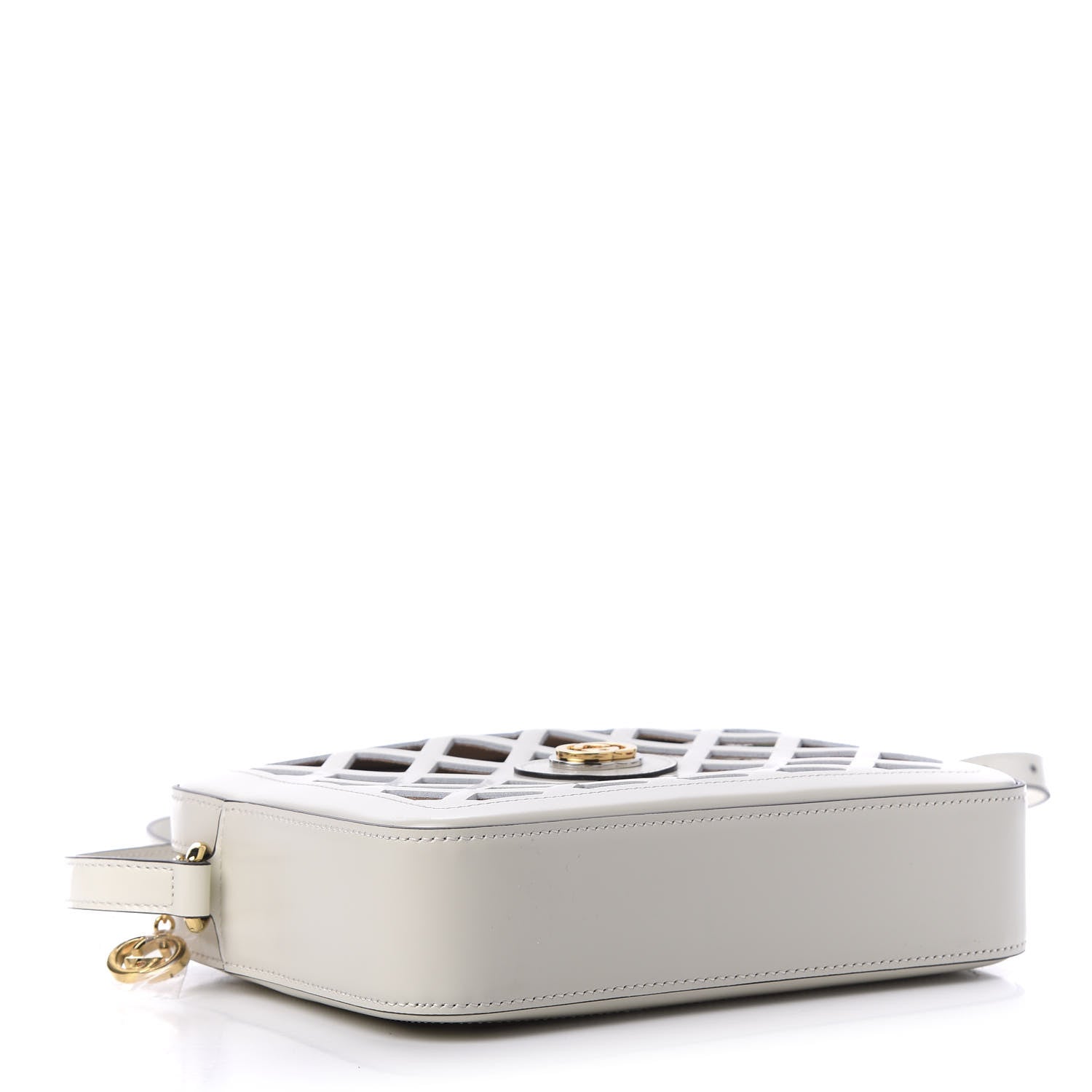 Gucci Canvas Calfskin Flora Infinity Cutout Shoulder Bag White Multicolor 4 of 10