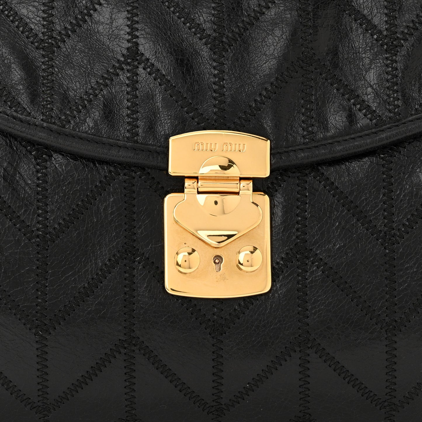 Vitello Shine Quilted Shoulder Bag Black