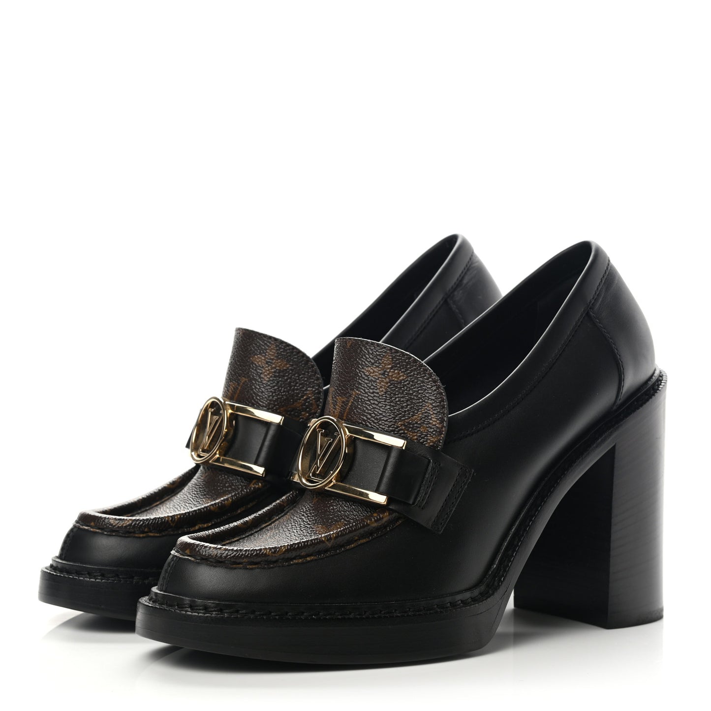 Monogram Calfskin Academy Loafers Pumps 38 Black