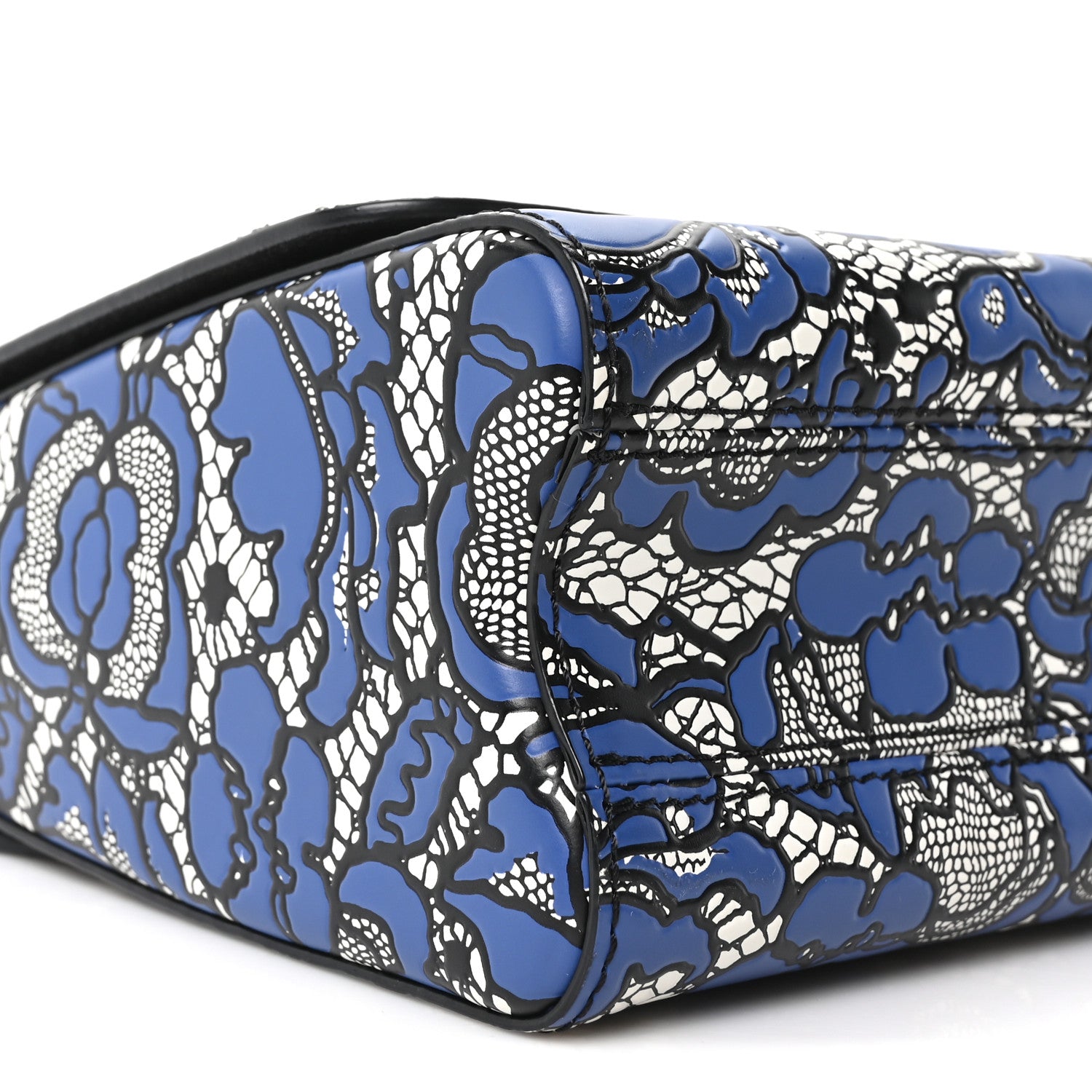 Louis Vuitton Calfskin Lace Flower Inlay Twist Shoulder Bag MM Navy Black 9 of 10