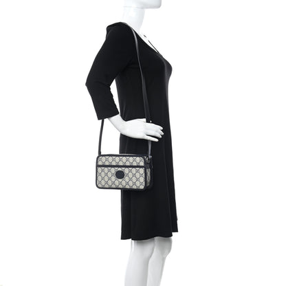 Gucci GG Supreme Monogram Textured Dollar Calfskin Mini Retro Interlocking G Shoulder Bag Beige Blue 2 of 11