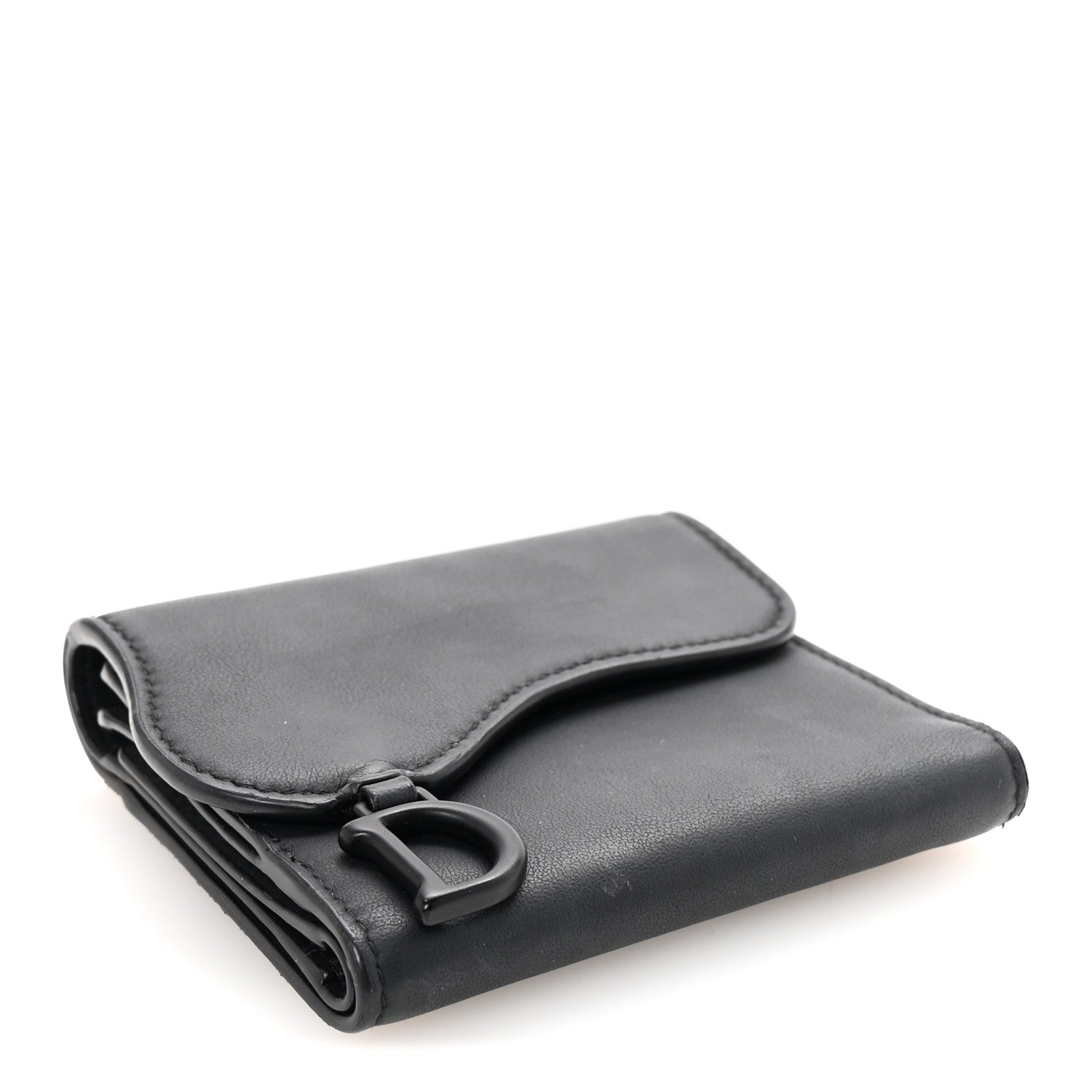 Christian Dior Ultra Matte Calfskin Saddle Lotus Wallet Black 4 of 6