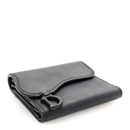 Christian Dior Ultra Matte Calfskin Saddle Lotus Wallet Black 4 of 6