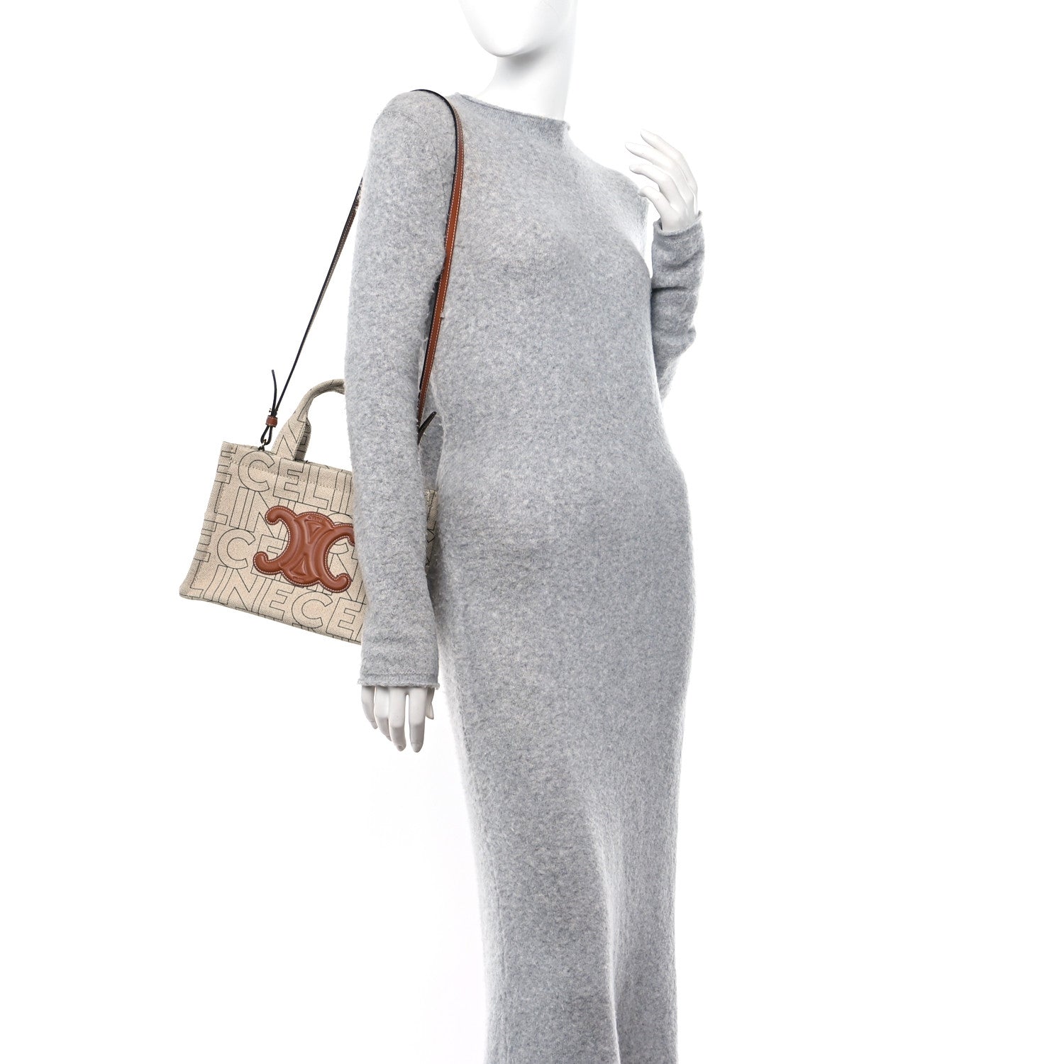 Celine Canvas Calfskin All Over Print Small Cabas Thais Natural Tan 2 of 10